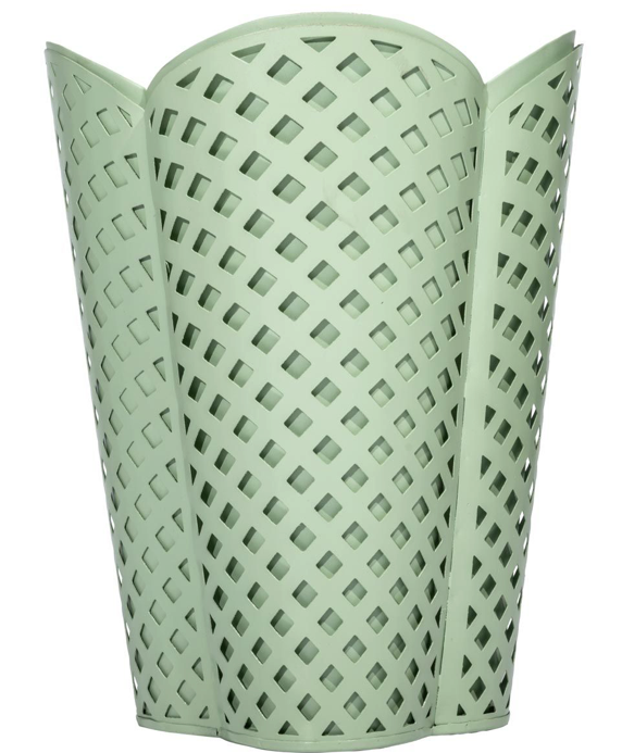Dark Celadon Lattice Wastepaper Basket