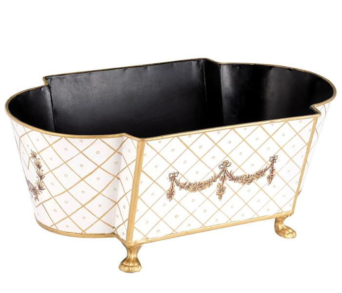 Ivory & Gold Long Trellis Garland Planter