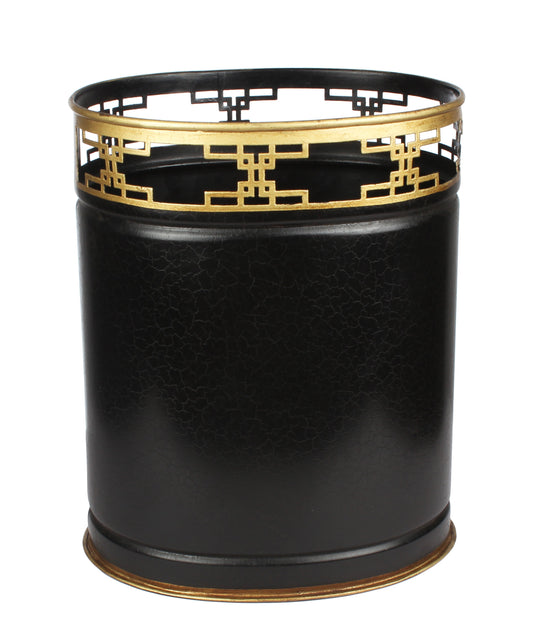 Black Fretwork Wastepaper Basket