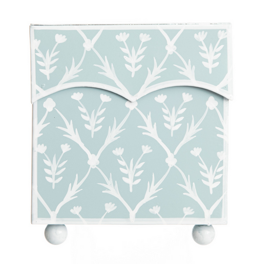 Pale Blue & White Tulip Tissue Holder