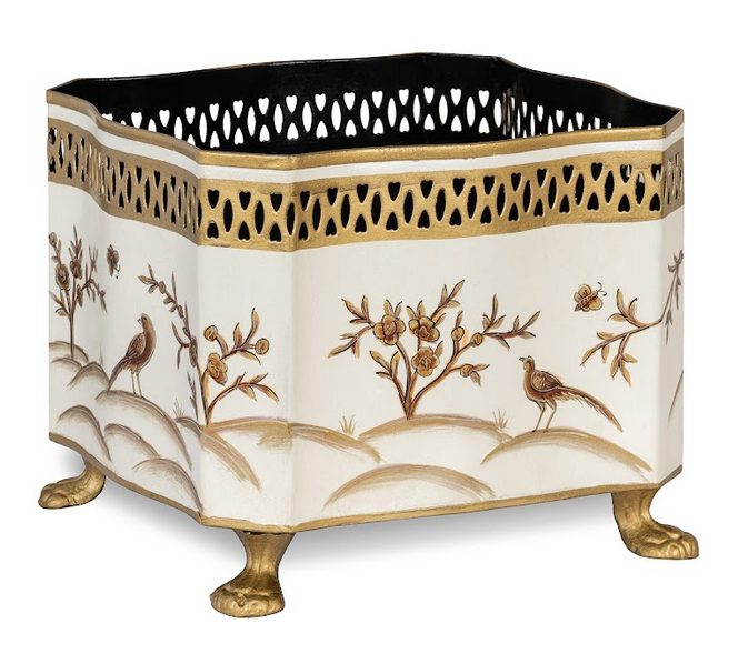 Ivory & Gold Square Footed Planter