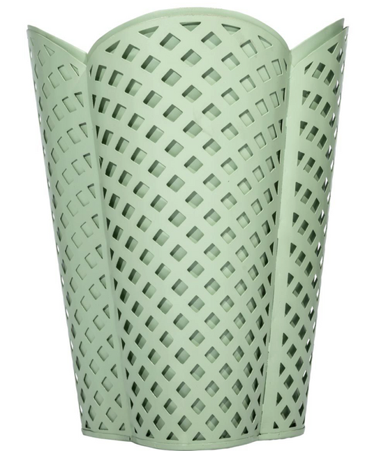Dark Celadon Lattice Wastepaper Basket