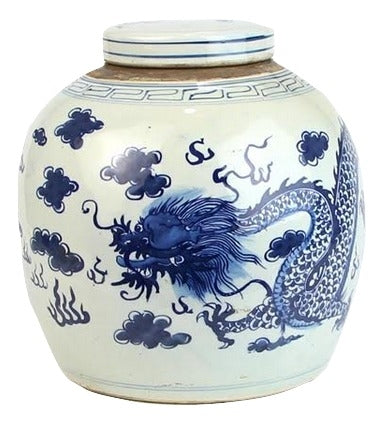 Large Dragon Flat Top Jar